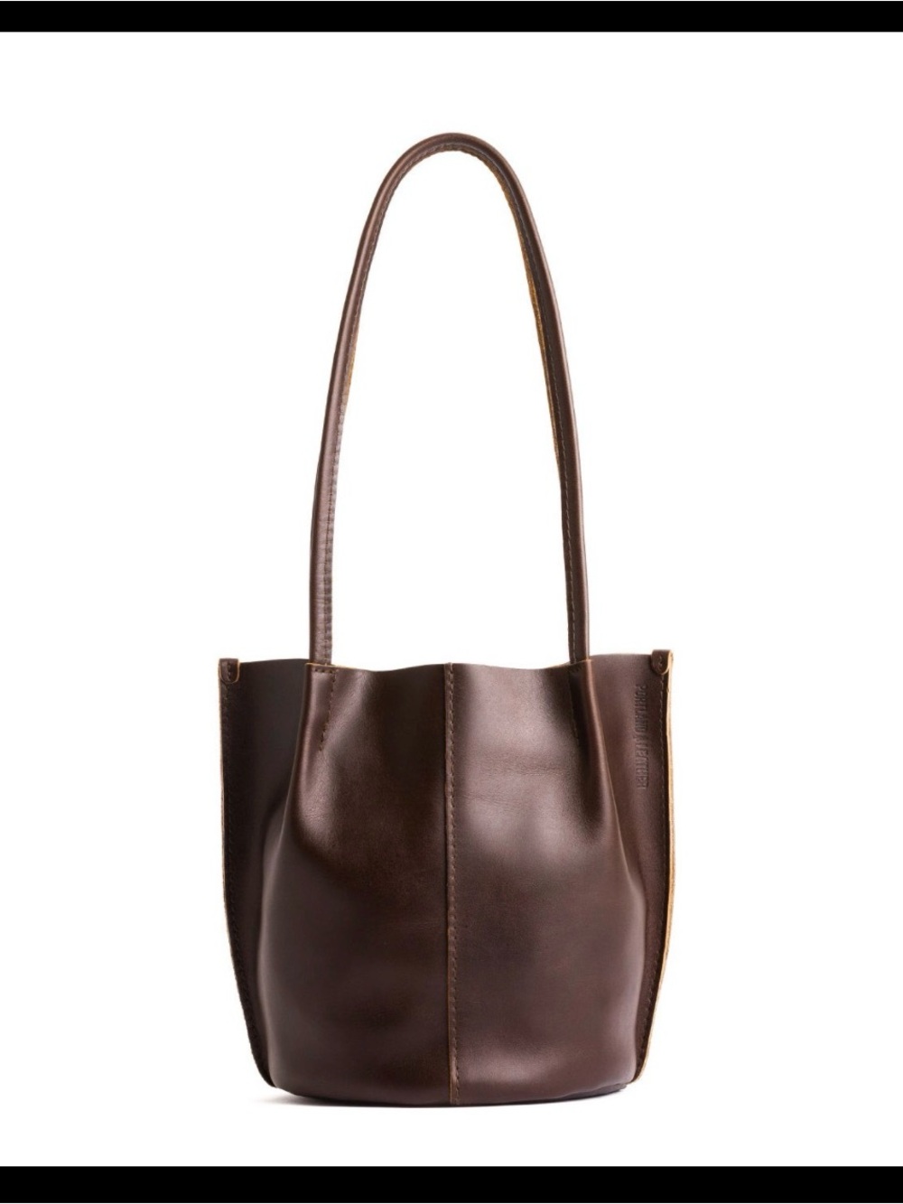 Portland NWT Leather Genuine Leather Devan Bucket Shoulder Tote in Grizzly